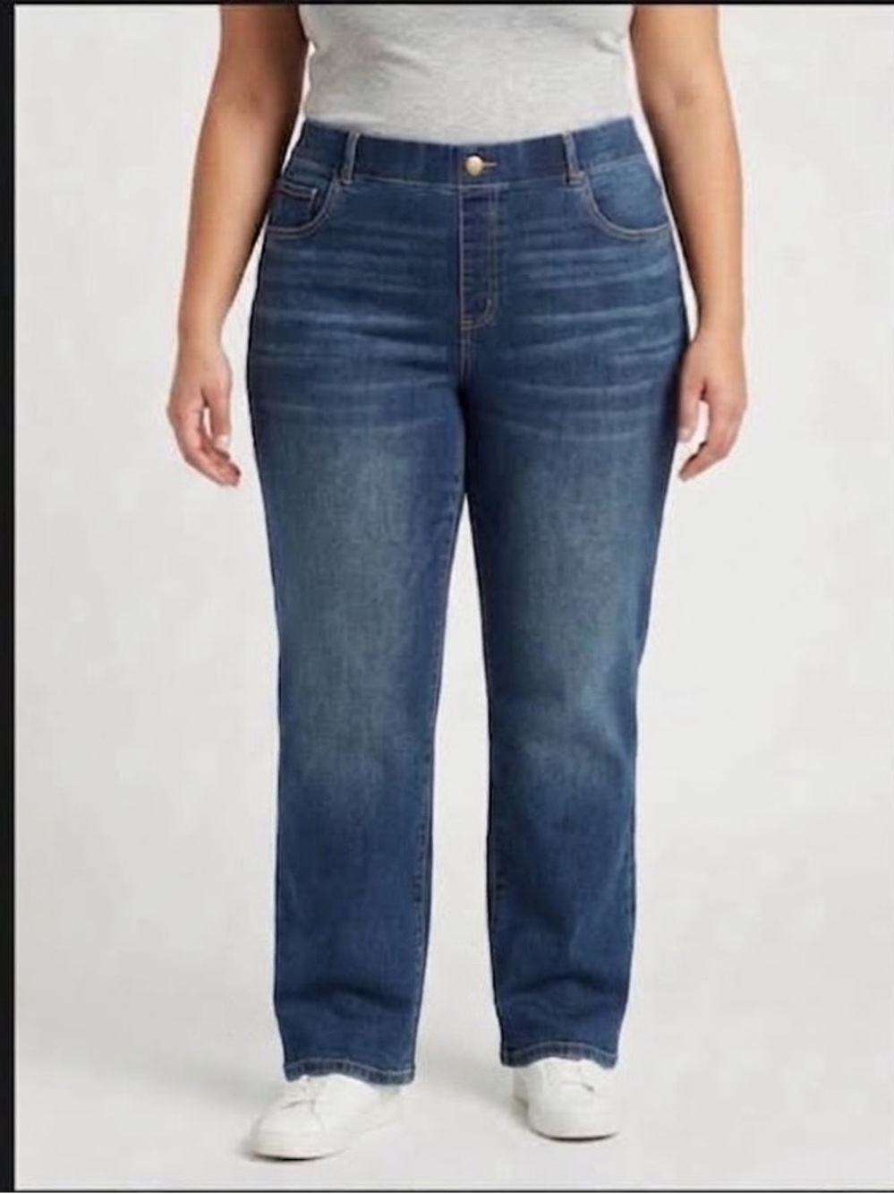 Betabrand Yoga Denim Straight Leg Pull On Jeans XXL Long NWOT